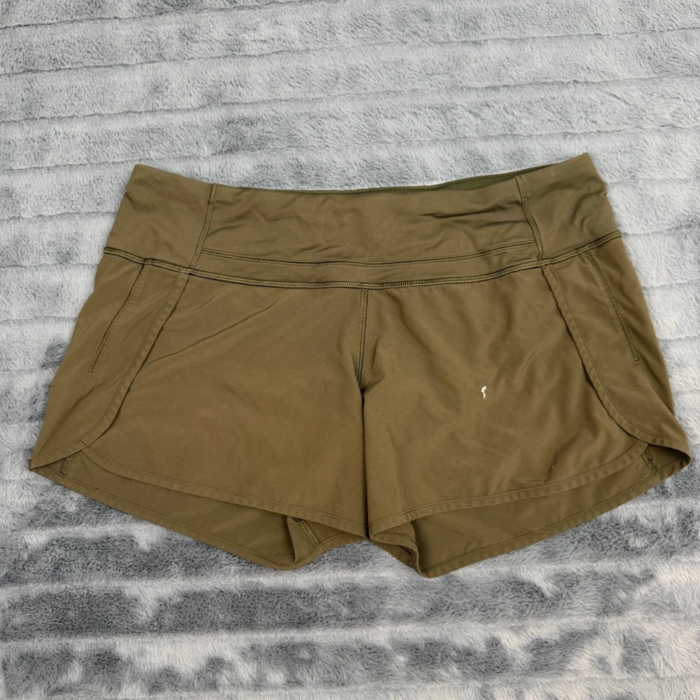 Lululemon Speed Up Shorts Olive Green Low Rise Running Lined Size 10 2.5 Inseam